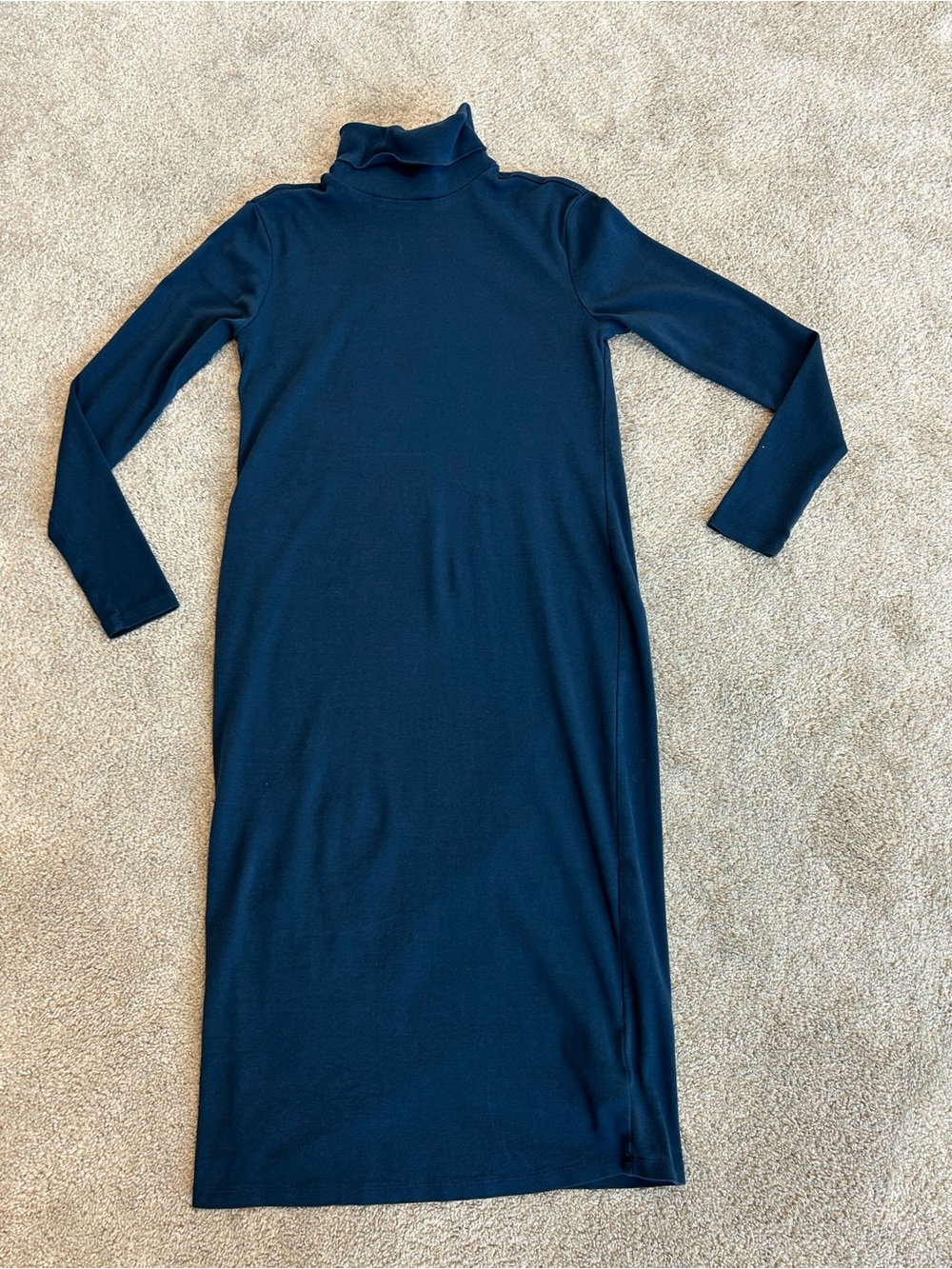 Joe Fresh Navy Blue Cotton Turtleneck Long Sleeve Midi Dress Size Small - Picture 5 of 11